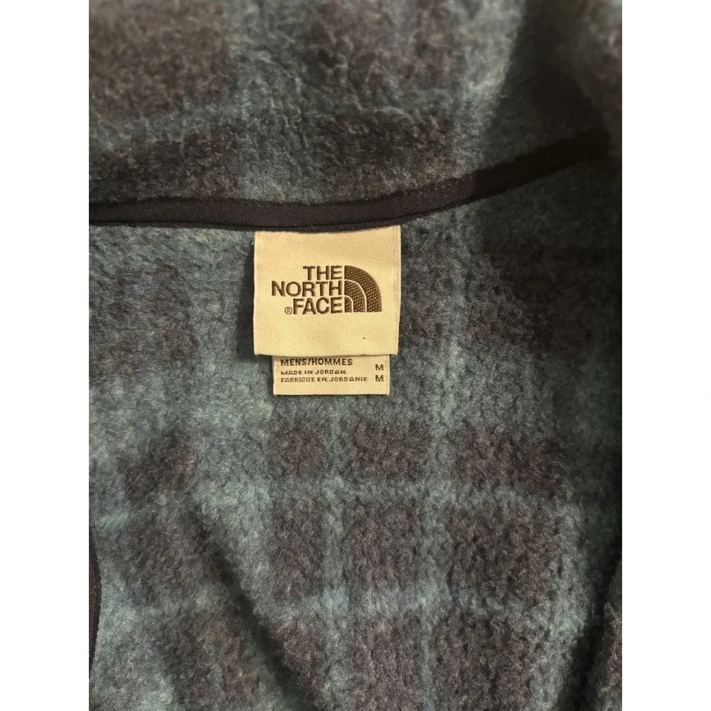 The North Face Gordon Lyons 1/4 Zip Pullover‎ Men's Sz M Blue Black Plaid